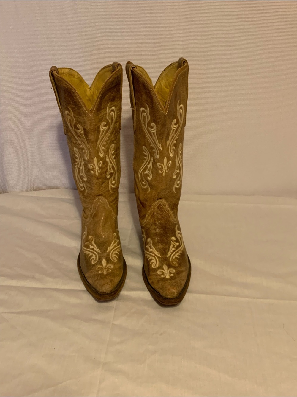 Corral Honey Cortez embroidered cowboy boots in distressed brown leather